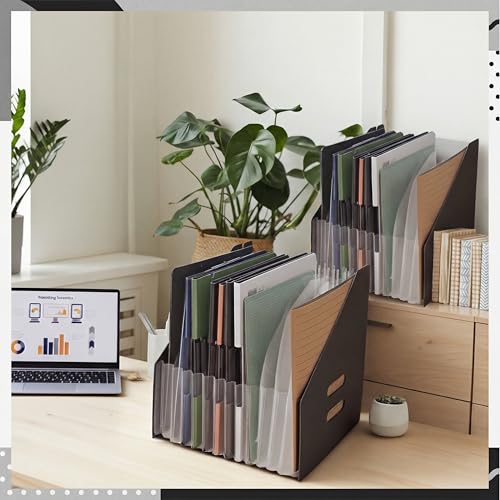 AmazingSpark 2 Pcs Clipboard Holder 13 Slots Accordion Expanding Clipboard Stand Vertical Clipboards Storage Holder Desk File Paper Magazine Desk Accessory Organizer for Home and Office