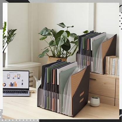 AmazingSpark 2 Pcs Clipboard Holder 13 Slots Accordion Expanding Clipboard Stand Vertical Clipboards Storage Holder Desk File Paper Magazine Desk Accessory Organizer for Home and Office