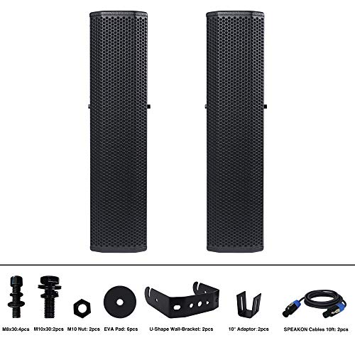 Sound Town Pair of Passive Wall-Mount Column Mini Line Array Speakers with 4 x 5” Woofers, Black for Live Event, Church, Conference, Lounge, CARPO-V5B