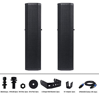 Sound Town Pair of Passive Wall-Mount Column Mini Line Array Speakers with 4 x 5” Woofers, Black for Live Event, Church, Conference, Lounge, CARPO-V5B