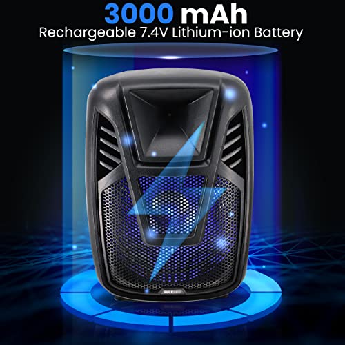 Pyle 15” Portable Bluetooth PA Speaker System - 800W Wireless Rechargeable Loudspeaker with LED Party Lights, Rolling Wheels, Built-in Amp, & Remote Control - Indoor/Outdoor Karaoke Machine (Black) - size: 15 inches
