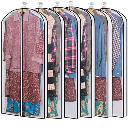MsKitchen Hanging Clothes Storage with 4" Gusseted Garment Covers (Set of 6) - Clear Suit, Gown, Long Coat, Dress Protectors for Closet - 24"x 50"x 4" / 6 Pack - size: 24"x50"x4"/ 6 Pack