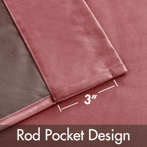 MIULEE Dusty Rose Velvet Curtains 63 Inch Long 2 Panels, W40 x L63 | Luxury Super Soft, Thermal Insulated, Room Darkening Drapes, Rod Pocket Design, Window Curtains for Bedroom Living Room - color: Dusty Rose, size: 40"W x 63"L (Pack of 2)