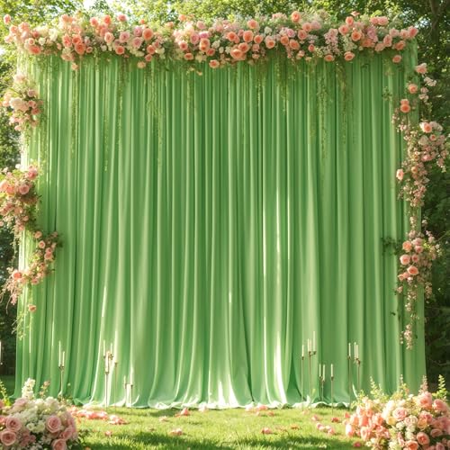 Sage Green Backdrop Curtain 2 Panels-Wrinkle-Free Champagne Curtains Polyester Photography Drapes for Baby Shower Birthday Party Photo Background Backdrop Stand- 8 X10FT (Sage Green) - color: Sage Green, size: W4' x H10'(2 panels)