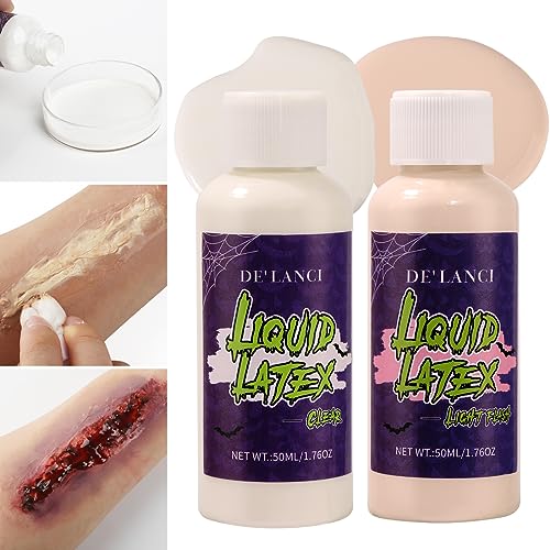 Liquid Latex Sfx Makeup Set 2 Pcs Halloween liquid Face Paint Makeup,Multi-Purpose Liquid Bodypaint Makeup For Scar Cut Wound Peeling Skin Wrinkles Monster Zombie,Latex Glue for Skin ,Prosthetic Glue