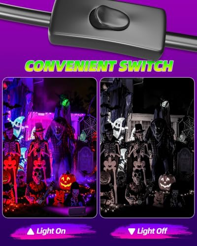 2 Pack 50W LED Black Light for Halloween, Waterproof Blacklight Glow Party | IP66, Outdoor, Birthday, Neon Party, Body Paint, Fluorescent Poster Tapestry, Bedroom, Classroom, 6ft Cord & Plug & Switch - style: 50W-2Pack