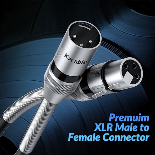 Kxable XLR Microphone Cable 15 FT, XLR Male to Female Balanced Mic Cable, 3-Pin Shielded Speaker Cord, Zinc Alloy Connectors, 22AWG Pure Copper, Metal Spring SR, Recording Studio, Podcast, Black - size: 15FT, style: 1-Pack