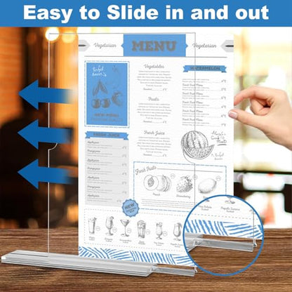 EHWINE 10 Pack 8.5 x 11 Acrylic Sign Holder, Clear Signs Display Holder Double-Sided Stand up Table Top Sign Holders Flyer Stand Frames Suitable for Office Business Store Hotels Party(Provide Non-slip Mats) | Clear Double-Sided Tabletop Display with Non-S