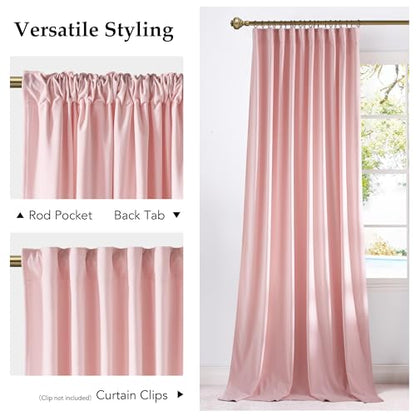 NICETOWN Pink Velvet Curtains 84 inch Long 2 Panels for Girls, Baby Pink - color: Baby Pink, size: 52"W x 84"L (Pack of 2)