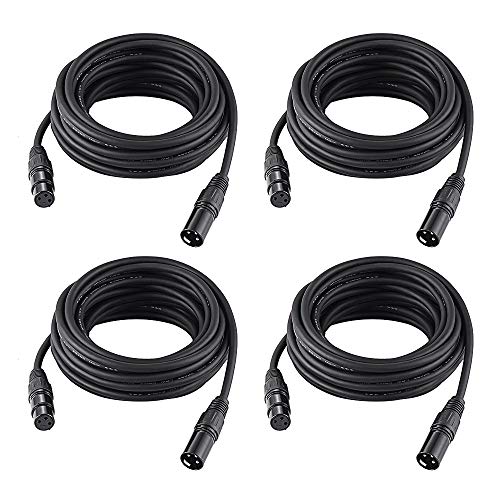 25ft / 7.62m DMX Cable, 4 Packs 3 Pin DMX Cables DMX Wires, DMX512 XLR Male to Female Stage Light Signal Cable with Metal Connectors, Connection for Stage & DJ Lighting fixtures - size: 25ft