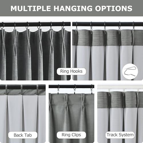 Vision Home Pewter Gray Velvet Pinch Pleated Blackout Curtains 40Wx84L Inch - color: Pewter Gray, size: 40"W x 84"L (Pack of 2)