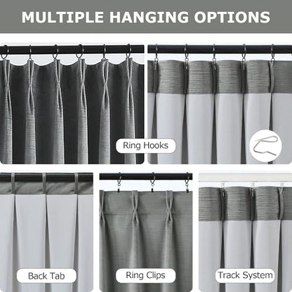 Vision Home Pewter Gray Velvet Pinch Pleated Blackout Curtains 40Wx84L Inch - color: Pewter Gray, size: 40"W x 84"L (Pack of 2)