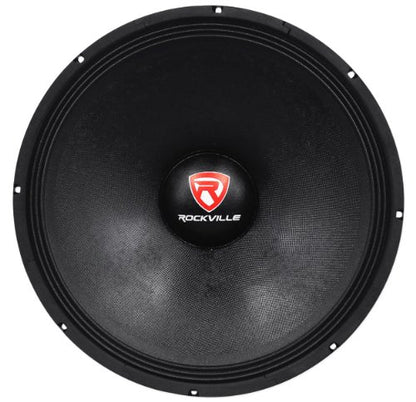 Rockville RVP18W8 18" Raw Replacement DJ PA Subwoofer, 8 Ohm | 1200W Peak / 600W RMS, 90 Oz Magnet, 3" CCAW Voice Coil, Paper Cone, Steel Basket, Banana Terminals, 26Hz-500Hz, 101dB - style: 8 Ohm