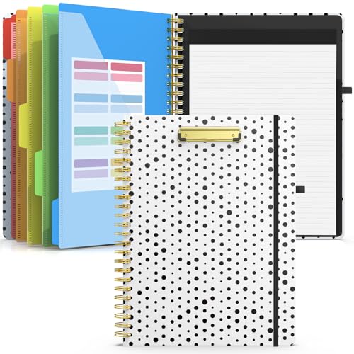 Sooez Clipboard with Refillable Notepad, Clipboard Folder with 10 Storage Pockets for Letter Size, Spiral Clipboard Notebook, Cute Portfolio for School Office Nursing | Clipboard Folder with 10 Storage Pockets for Letter Size, Spiral Clipboard Notebook, C