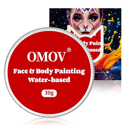 Red Face Paint 30g (1oz) Non-Toxic,Water Activated Face Painting Kit for Kids Adults,SFX Makeup Facepaint Palette for Halloween vampire, Cosplay,Theater Party,Clown Joker Special Effects Costume - color: Red-30g