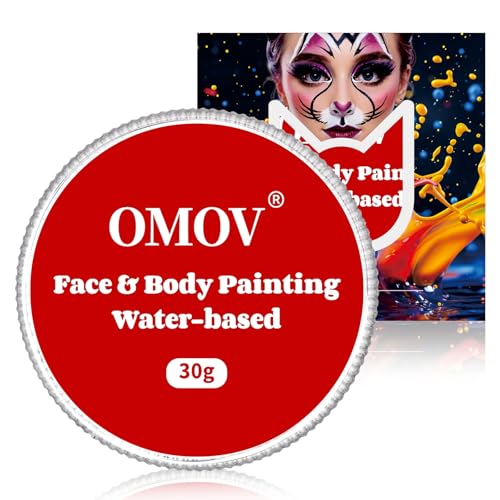 Red Face Paint 30g (1oz) Non-Toxic,Water Activated Face Painting Kit for Kids Adults,SFX Makeup Facepaint Palette for Halloween vampire, Cosplay,Theater Party,Clown Joker Special Effects Costume - color: Red