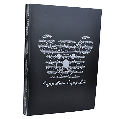 Music Sheet File Piano Score Folder Paper Storage Folder Documents Holder Blank Sheet Files Plastic A4 Size 40 Pockets (Music Bear File Folder-Black) - color: Music Bear File Folder-black