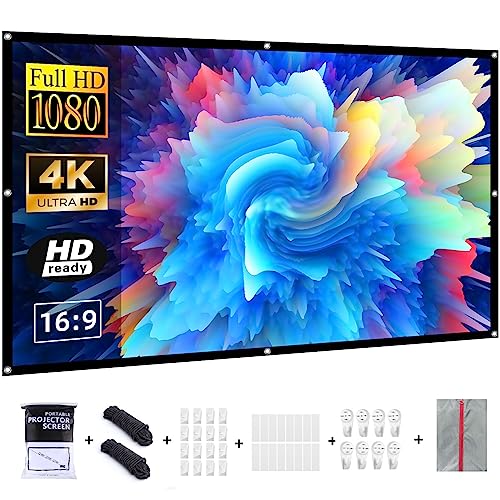 Projection Screen 84 inch Outdoor Projector Screens Portable Movie Screen 16:9 Foldable Anti-Crease Projection Screen for Home Theater Outdoor Indoor Support Double Sided Projection - size: 84 INCH