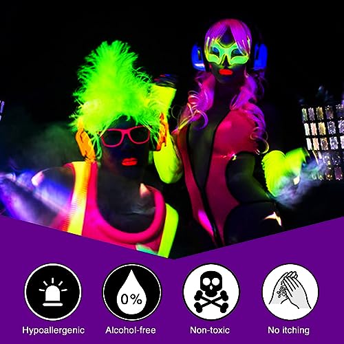 MEICOLY Neon White Face Paint,1.05oz Glow Blacklight Water Based Body Paint,Fluorescent Water Activated Face Paint for Adult and Children,Halloween White Face Paint Split Cake,White/UV Blue - color: white face paint