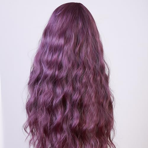 Purple Wavy Curly Wig for Women, 31 Inch Heat Resistant Synthetic Wig, Long Cosplay Wig for Performances, Parties and Dress Up - color: Purple