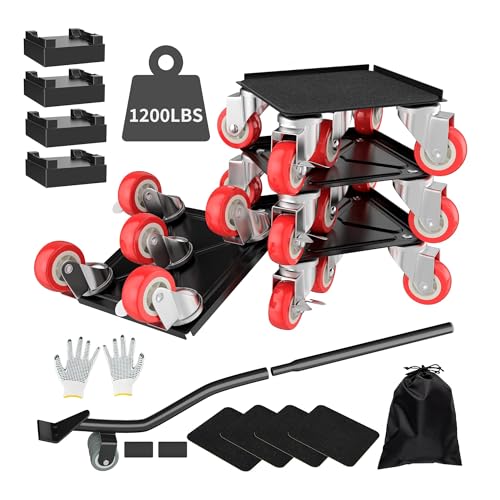 MYUEA Furniture Dolly,Furniture Movers with 5 Wheels,Carbon Steel Panel Heavy Duty Dolly,Maximum Load 1800LBSFurniture Lifter with 5 360° Rotatable Rubber Universal Wheels(Black,4.1x4.1 in) - color: Black, size: 4.1x4.1 IN