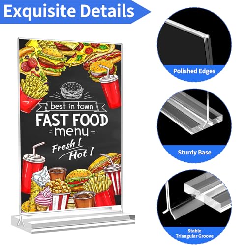 Acrylic Sign Holder 5x7，Vertical Display Stand，Double-sided Sign Holder | Clear Display Stand, Table Top Sign Holder, Acrylic Paper Display Stand Suitable For Office, Home, Show Fair