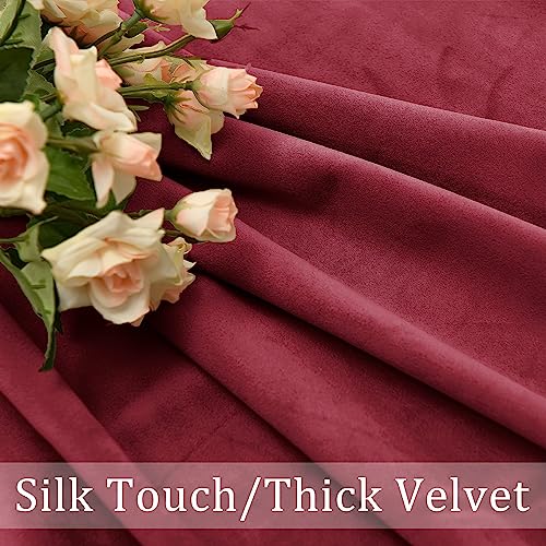Hiasan Red Velvet Blackout Curtains 96 inches Long, 2 Panels, 42W x 96L - color: Wine Red, size: 42"W x 96"L (Pack of 2)