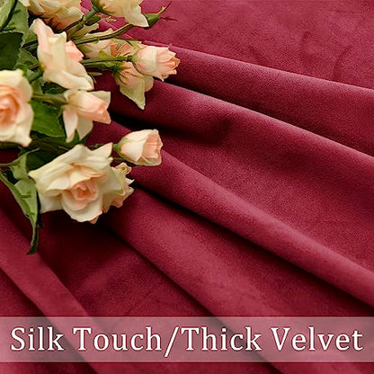 Hiasan Red Velvet Blackout Curtains 96 inches Long, 2 Panels, 42W x 96L - color: Wine Red, size: 42"W x 96"L (Pack of 2)