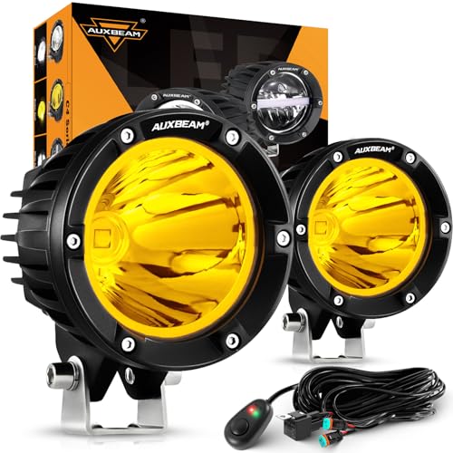 Auxbeam C4 Series Round LED Pods 4-Inch 72W Amber Fog Lights 2-Pack | Yellow Spot Beam, Off-Road Ditch Lights, Driving Light Bars, 4x4 Offroad Lights, for Jeep Wrangler Ford F-150 Toyota Tacoma - color: C4 Series Amber Spot Lights