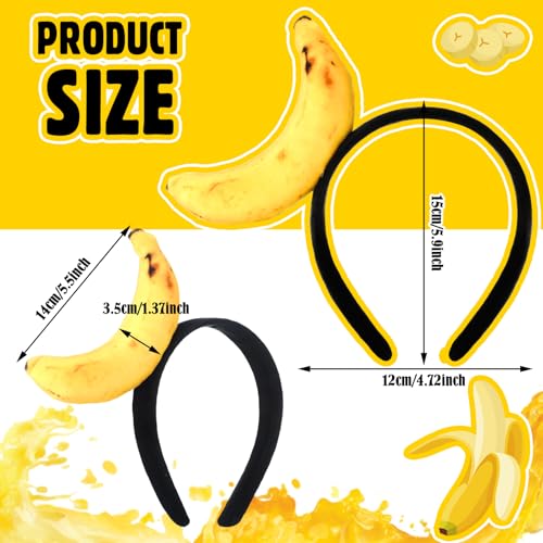 Knitgrip 2 Pcs Funny Headbands Pickle Hot Dog Strawberry Banana Chili Pepper Taco Style Funny Costume Accessories(Banana) - style: Banana