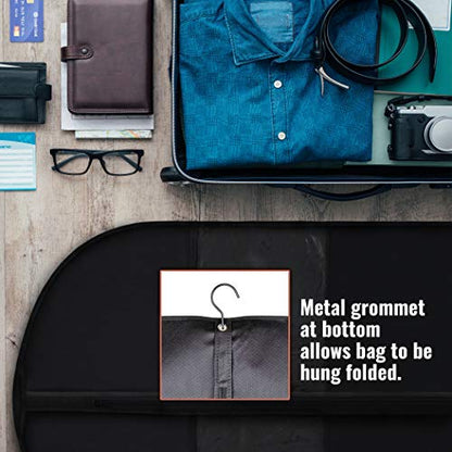 PLX 60" Inch Black Garment Bags for Long Hanging Clothes | Women Dress Bag and Men Suit Bag for Travel, Shirts, Fur Coats, Dance Costumes, Clothing Cover, Closet Storage With Zipper - size: 6 pack black: 60” x 24”
