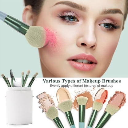 Professional Makeup Brush Set, LUXBRU 20PCs Makeup Brushes with Foundation Eyebrow Blending Concealer Blush Eyeshadow Contour Powder Brush, Make Up Brushes Kit with Travel Case & 2 Powder Puff-Green - color: Dark Green