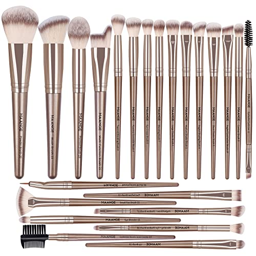 MAANGE Makeup Brush Set 23 Pcs Makeup Brushes Premium Synthetic Make up brushes Professional Face Powder Blush Pointed Eyeshadow Blending Brush Gifts for Women/Girls(Champagne) - color: champagne