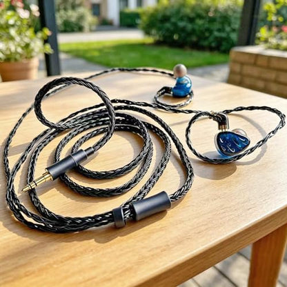 FAAEAL IEM in Ear Monitor Cable,16 Core Silver Plated Earphone Upgraded Cords,QDC C-Pin Extended-Length Replacement Cable Compatible with KZ ZS10 ZSN for Musician Audiophile 6ft Recessed 2pin 3.5mm - size: QDC-2PIN 3.5mm
