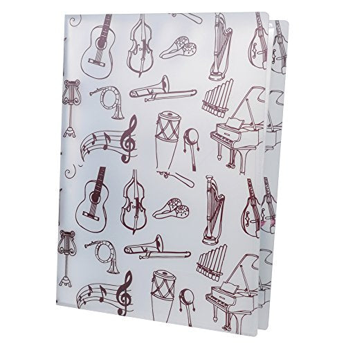 Music Sheet File Paper Storage Folder Documents Holder Blank Sheet Files Plastic A4 Size 40 Pockets (Music Instrument White) - color: Music Instrument White