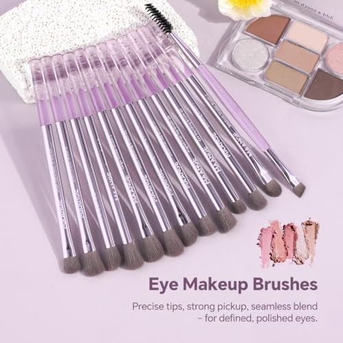 MAANGE 13 Pcs Makeup Brush Set, Premium Synthetic Makeup Brushes Kit for Foundation, Powder, Blush, Contour & Eyeshadow Makeup Tools with Beauty Sponge (Purple) - color: Purple