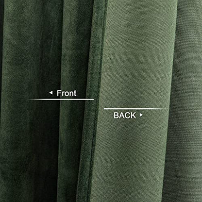Benedeco Olive Green Velvet Blackout Curtains 52x84, 2 Panels | Elegant Room Darkening Thermal Insulated Noise Reducing Velvet Drapes with Back Tab and Rod Pocket for Living Room, Bedroom - color: Olive Green, size: 52"W x 90"L (Pack of 2)
