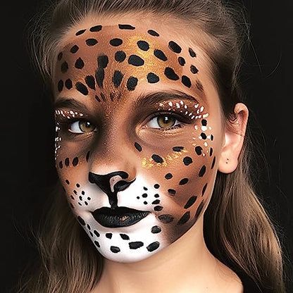 Brown Face Body Paint(30gm), Water Activated Face Painting Kit Safe for Kids & Adults, Non-Toxic SFX Makeup Facepaints Kit for Halloween Camo Soldier Wolfman Costume Cosplay Party - color: Brown