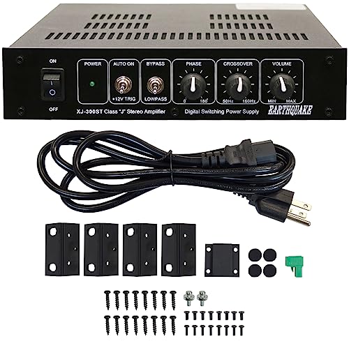 Earthquake Sound XJ-300ST Home Audio 300W Class J Stereo Modular Power Amplifier - Mono, 2, and 2.1 Channel for Passive Speakers, Subwoofers, and Tactile Transducers