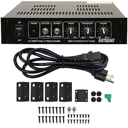 Earthquake Sound XJ-300ST Home Audio 300W Class J Stereo Modular Power Amplifier - Mono, 2, and 2.1 Channel for Passive Speakers, Subwoofers, and Tactile Transducers