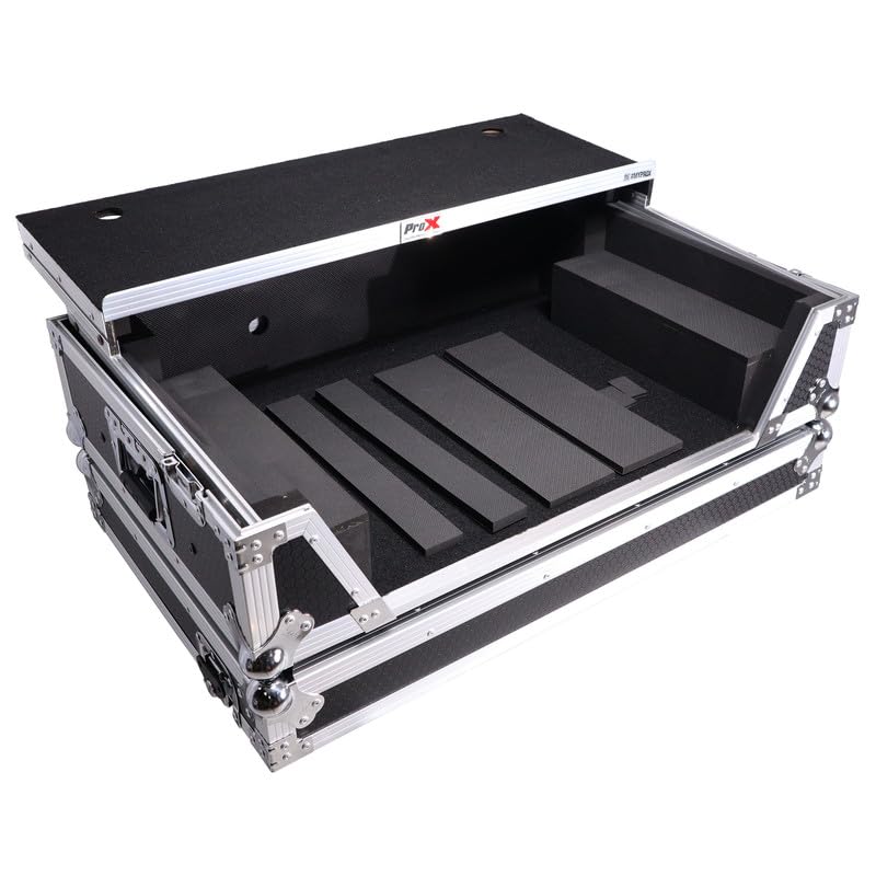 ProX XS-FLX102UWLT Flight Style Road Case For Pioneer XS-DDJFLX10 or DDJ-GRV6 DJ Controller with Laptop Shelf 2U Rack Space Wheels