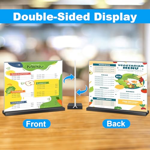 EHWINE 12 Pack Acrylic Sign Holder 8.5 x 11 Horizontal, Double-Sided Stand up Table Top Sign Holders, Clear Acrylic Picture Frame Menu Flyer Paper Holder Display Stand for Office Business Store Wedding Party(Black Base) - size: Horizontal 12 Pack 11x8.5 I
