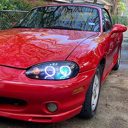YM E-Bright 80mm White LED Angel Eyes Halo Rings, 1 Pair | Soft cotton-style halo rings with housings create even accent lighting for compatible 12V or 24V vehicle headlamps. - size: 80MM