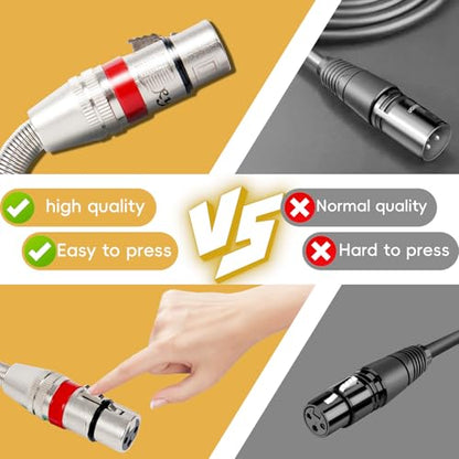 XLR Cables 15FT 2 Pack, Heavy Duty Oxygen-Free Copper 3-Pin Balanced Shielded XLR Male to Female Microphone Cable for Recording Studio Speaker, PA Systems, Audio Mixer and More - size: 15 Feet, style: 2-pack