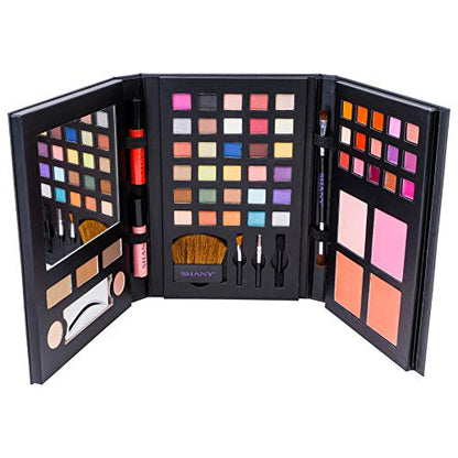 SHANY Luxe Book Makeup Set - All In One Travel Cosmetics Kit with 30 Eyeshadows, 15 Lip Colors, 5 Brushes, 4 Pressed Blushes, 3 Brow Colors, and Mirror - color: LUXEBOOK