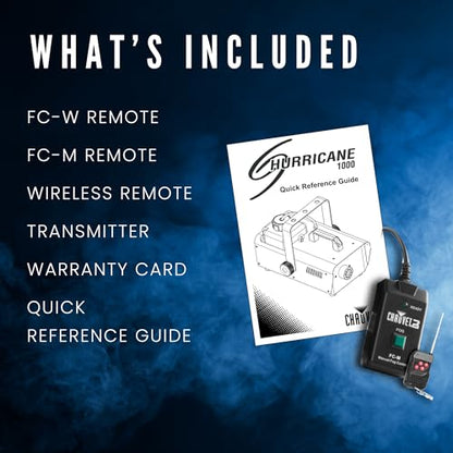 CHAUVET DJ Hurricane 1000 Compact Fog Machine with wireless Remote | Dense atmospheric haze for nightclubs, party nights, holiday displays and live events, quick heat-up, hands-free triggering - style: 1000