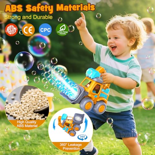 Automatic Bubble Machine Toys for Toddlers: Portable Construction Truck Bubble Maker Blower Toys for 3 4 5 6 Year Old Boy Girl Kids Outdoor Toys for Easter Party Birthday - style: Construction Truck