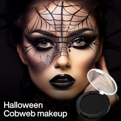 Black Face Body Paint Cream to Powder Foundation Makeup, Gothic Black Facepaint Halloween Makeup for Kids & Adults, Pro Body Paint for Cosplay, SFX, Emo, Clown, Zombie, Vampire, Theater, Film,Skeleton - color: Black