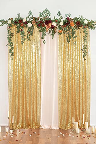 PartyDelight Gold Sequin Backdrop Curtains 2x8ft 2 Panels - color: Gold, size: 24"W x 96"L (Pack of 2)