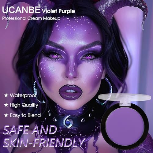 UCANBE Purple Face Body Paint Makeup Foundation, Professional Blendable Cream Greasepaint, Non-Toxic Face Paint Kit for Halloween Parties, Mermaid SFX Makeup, Ursula Widowmaker Dabi Costume & Cosplay - color: Purple